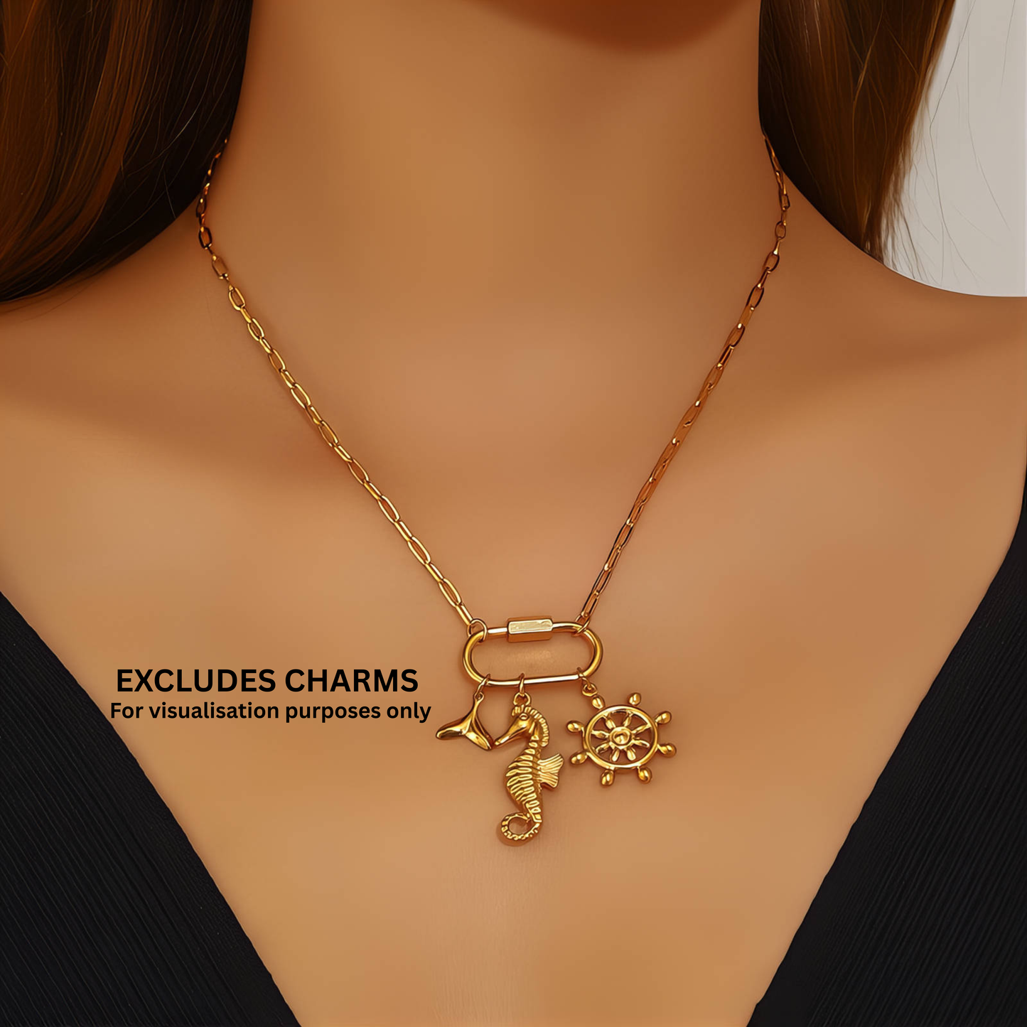 Oval Clasp Charm Necklace