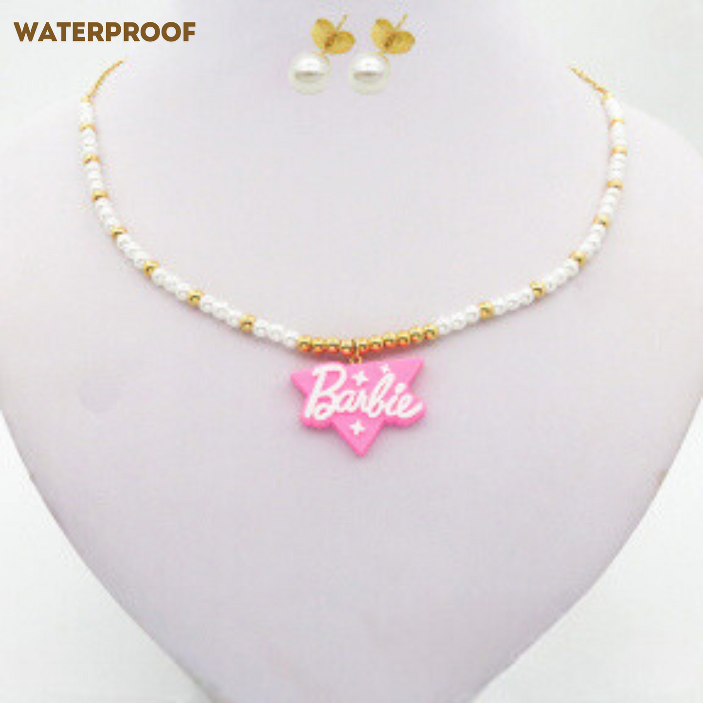 Barbie & Pearls Necklace and Earrings