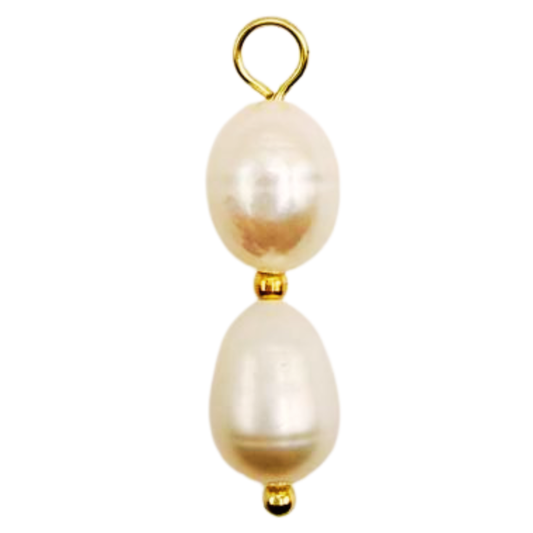 White Pearl Double Drop Charm