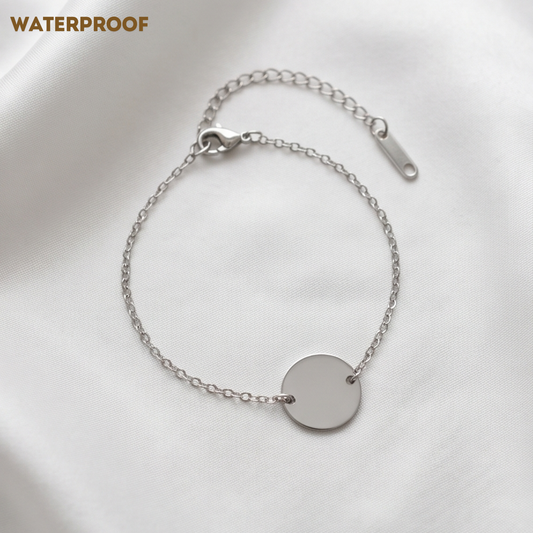 Personalised Round Disk Bracelet (Silver)
