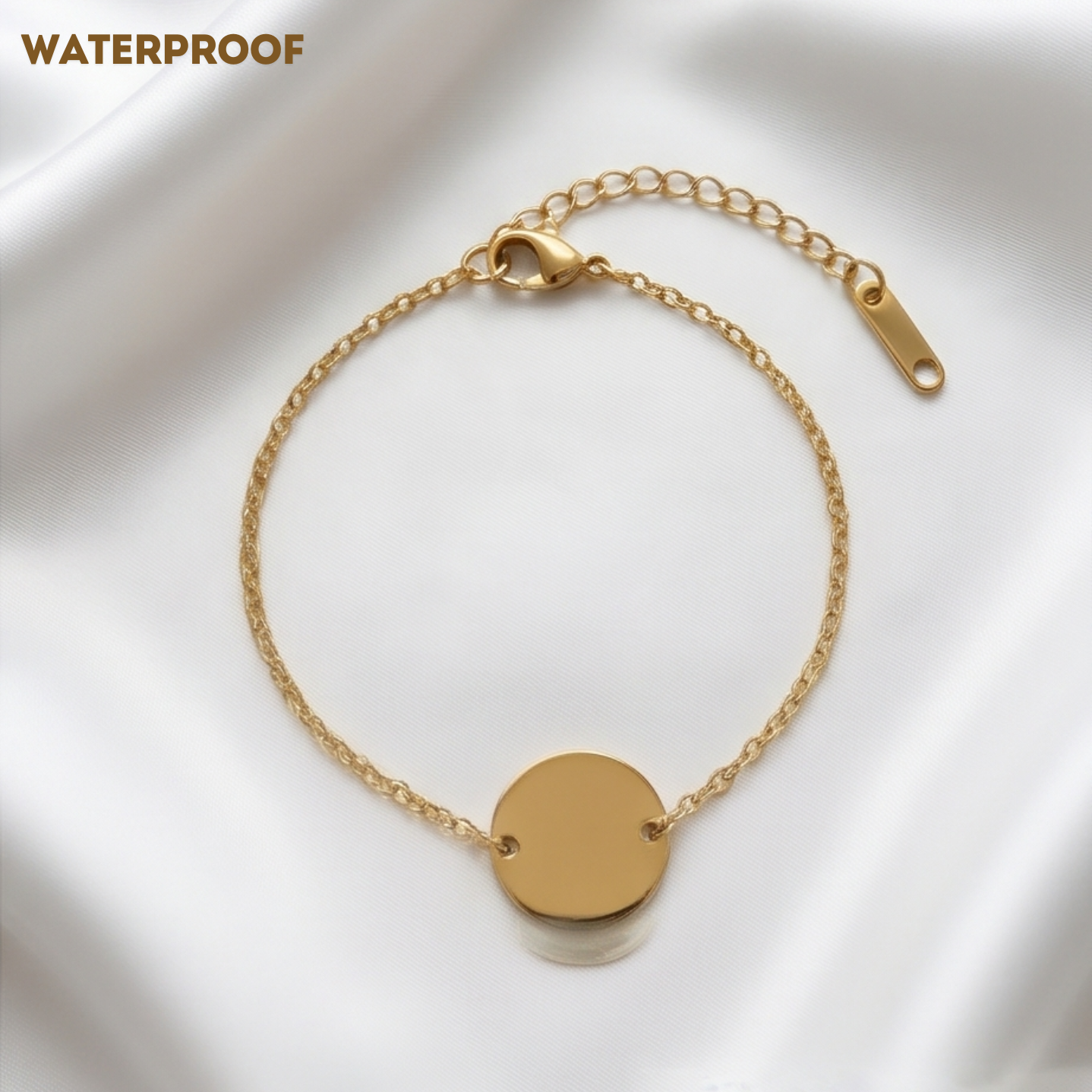 Personalised Round Disk Bracelet (Gold)