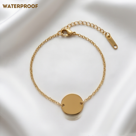 Personalised Round Disk Bracelet (Gold)
