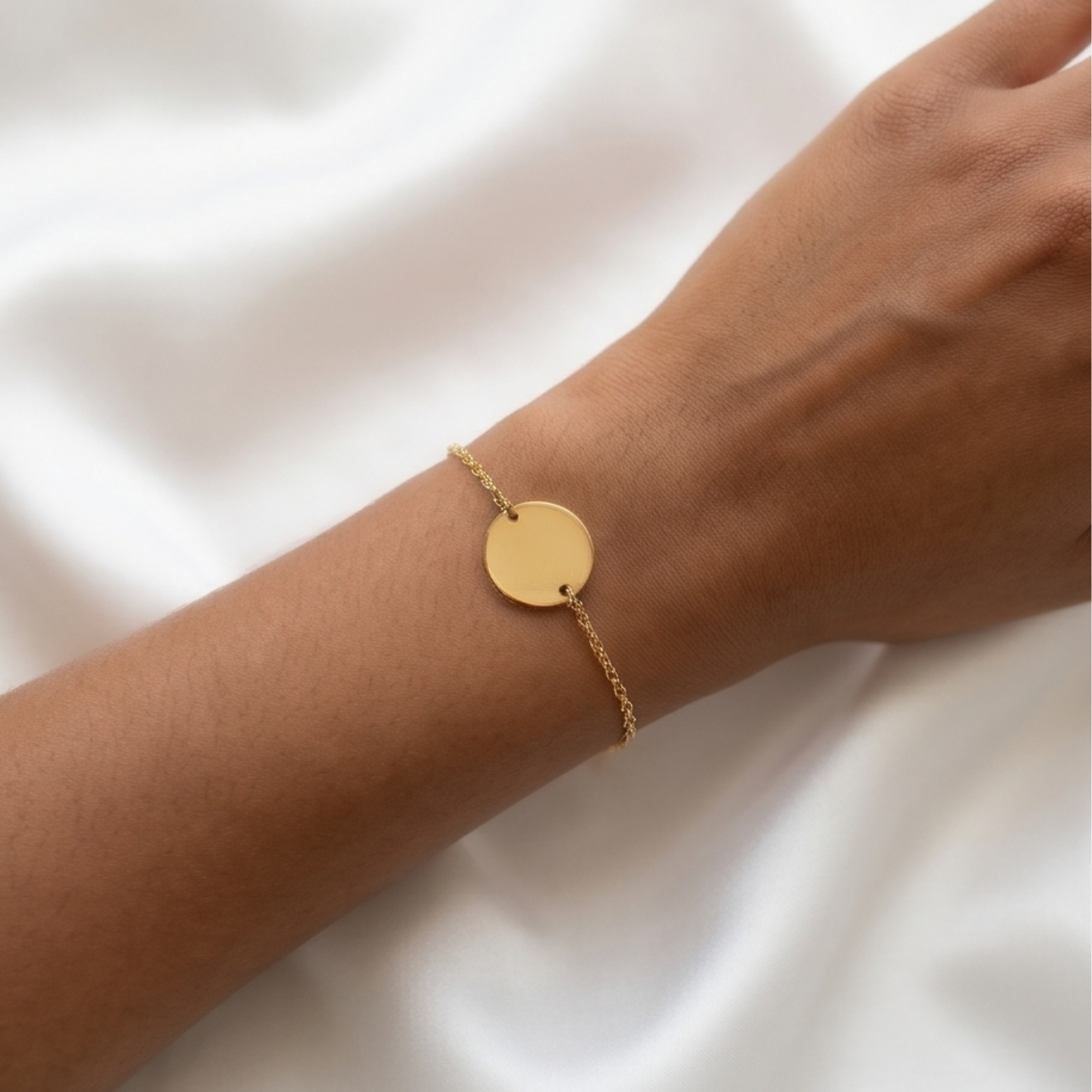 Personalised Round Disk Bracelet (Gold)