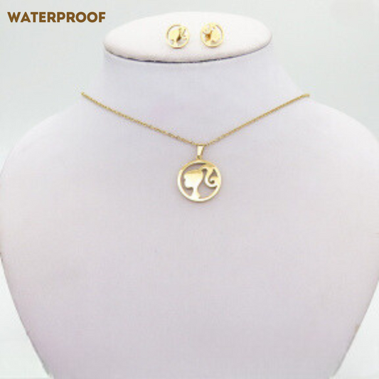 Minimalist Barbie Necklace and Earrings