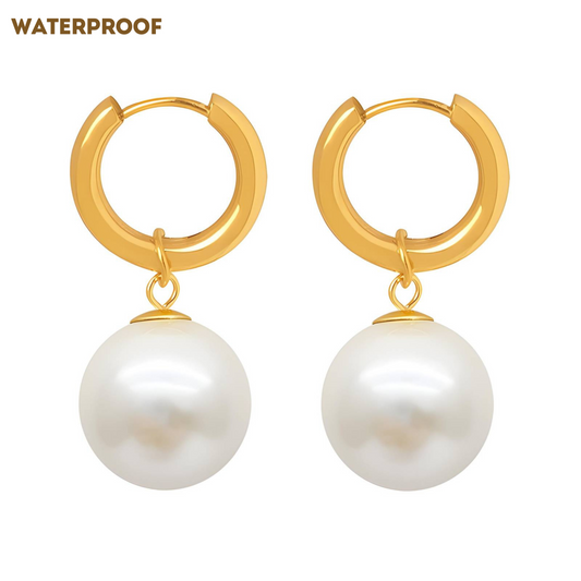 Pearl Huggie Hoops