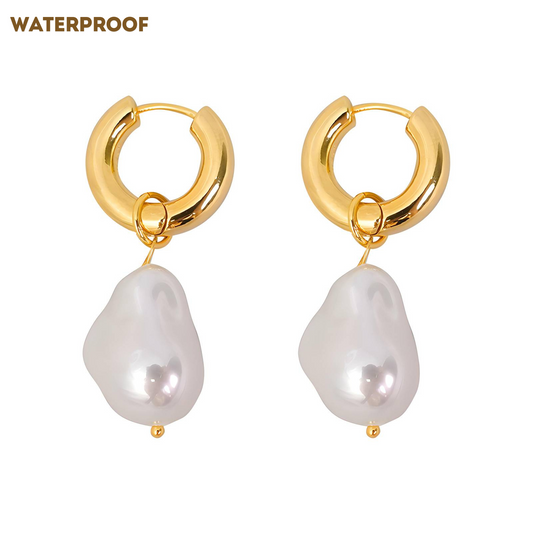 Baroque Pearl Hoops